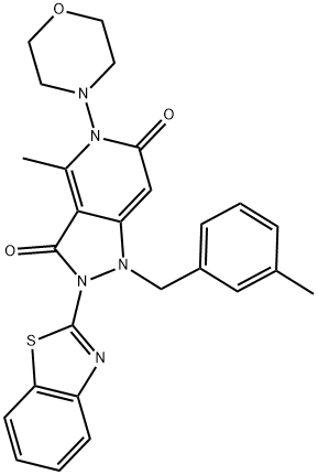 2-(1,3-Benzothiazol-2-yl)-4-methyl-1-(3-methylbenzyl)-5-(4-morpholinyl)-1H-pyrazolo[4,3-c]pyridine-3,6(2H,5H)-dione 结构式