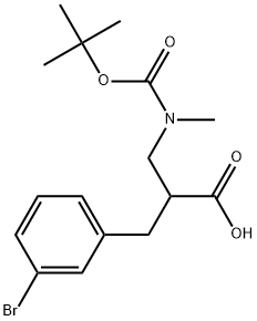 2-N-BOC-3-(3-BROMO-PHENYL)-2-METHYLAMINOMETHYL-PROPIONIC ACID 结构式