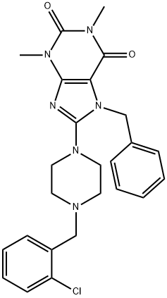 1,3-DIMETHYL-7-BENZYL-8-[4-(2-CHLOROBENZYL)PIPERAZIN-1-YL]-3,7-DIHYDRO-1H-PURINE-2,6-DIONE 结构式