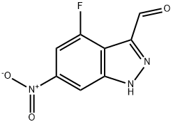 4-FLUORO-6-NITRO-(1H)INDAZOLE-3-CARBOXALDEHYDE 结构式