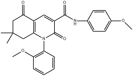 N-(4-METHOXYPHENYL)-1-(2-METHOXYPHENYL)-7,7-DIMETHYL-2,5-DIOXO-1,2,5,6,7,8-HEXAHYDRO-3-QUINOLINECARBOXAMIDE 结构式