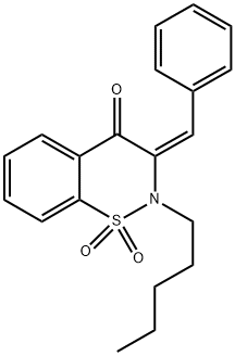 (3E)-3-BENZYLIDENE-2-PENTYL-2,3-DIHYDRO-4H-1,2-BENZOTHIAZIN-4-ONE 1,1-DIOXIDE 结构式