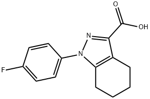 1-(4-FLUOROPHENYL)-4,5,6,7-TETRAHYDRO-1H-INDAZOLE-3-CARBOXYLIC ACID 结构式