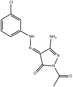 (4E)-1-ACETYL-3-AMINO-1H-PYRAZOLE-4,5-DIONE 4-[(3-CHLOROPHENYL)HYDRAZONE] 结构式