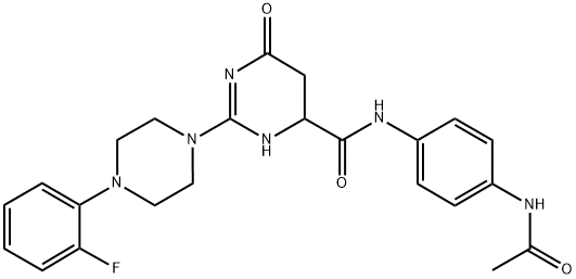 N-(4-ACETAMIDOPHENYL)-2-(4-(2-FLUOROPHENYL)PIPERAZIN-1-YL)-6-OXO-3,4,5,6-TETRAHYDROPYRIMIDINE-4-CARBOXAMIDE 结构式