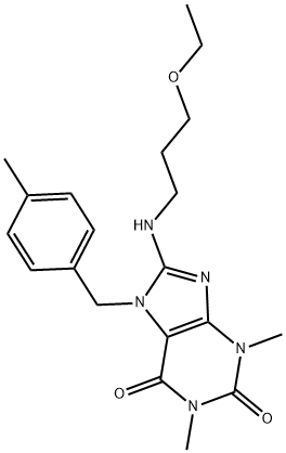 8-[(3-ETHOXYPROPYL)AMINO]-1,3-DIMETHYL-7-(4-METHYLBENZYL)-3,7-DIHYDRO-1H-PURINE-2,6-DIONE 结构式