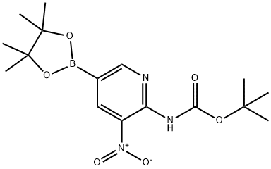 (3-硝基-5-(4,4,5,5-四甲基-1,3,2-二氧杂环戊硼烷-2-基)吡啶-2-基)氨基甲酸叔丁酯 结构式