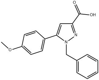 1-BENZYL-5-(4-METHOXYPHENYL)-1H-PYRAZOLE-3-CARBOXYLIC ACID 结构式