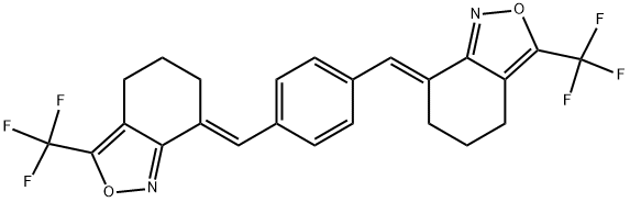 1,4-BIS[(3,4,5,6-TETRAHYDRO-7-(TRIFLUOROMETHYL)BENZ-[C]-ISOXAZOLE-3-(E)-YLIDENE)METHYL]BENZENE 结构式