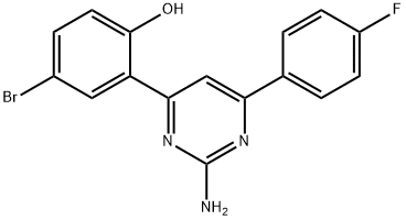 2-(2-AMINO-6-(4-FLUOROPHENYL)PYRIMIDIN-4-YL)-4-BROMOPHENOL 结构式