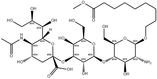 8-METHOXYCARBONYLOCTYL 5-ACETAMIDO-3,5-DI-DEOXY-D-GLYCERO-ALPHA-D-GALACTO-2-NONULOPYRANOSYL(2-3)-BETA-D-GALACTOPYRANOSYL(1-4)-2-AMINO-2-DEOXY-BETA-D-GLUCOPYRANOSIDE 结构式