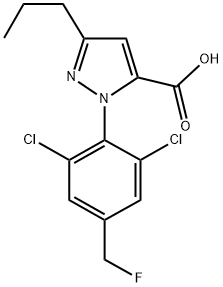 1-[2,6-DICHLORO-4-(FLUOROMETHYL)PHENYL]-3-PROPYL-1H-PYRAZOLE-5-CARBOXYLIC ACID 结构式
