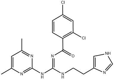2,4-DICHLORO-N-((1E)-[(4,6-DIMETHYLPYRIMIDIN-2-YL)AMINO]{[2-(1H-IMIDAZOL-4-YL)ETHYL]AMINO}METHYLENE)BENZAMIDE 结构式