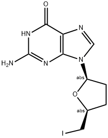 2-AMINO-7-(2,3-DIDEOXY-BETA-D-ERYTHRO-PENTOFURANOSYL)-5-IODOPYRROLO-[2,3-D]PYRIMIDIN-4-ONE 结构式