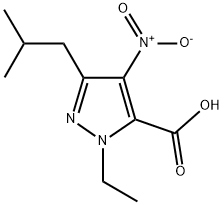 1-ETHYL-4-NITRO-3-(2-METHYLPROPYL)-1H-PYRAZOLE-5-CARBOXYLIC ACID 结构式