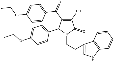 1-(2-(1H-INDOL-3-YL)ETHYL)-4-(4-ETHOXYBENZOYL)-5-(4-ETHOXYPHENYL)-3-HYDROXY-1H-PYRROL-2(5H)-ONE 结构式