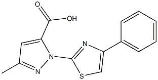 3-METHYL-1-(4-PHENYL-1,3-THIAZOL-2-YL)-1H-PYRAZOLE-5-CARBOXYLIC ACID 结构式