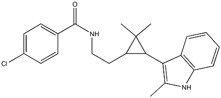 4-CHLORO-N-{2-[2,2-DIMETHYL-3-(2-METHYL-1H-INDOL-3-YL)CYCLOPROPYL]ETHYL}BENZAMIDE 结构式