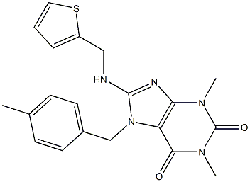 1,3-DIMETHYL-7-(4-METHYLBENZYL)-8-[(THIEN-2-YLMETHYL)AMINO]-3,7-DIHYDRO-1H-PURINE-2,6-DIONE 结构式