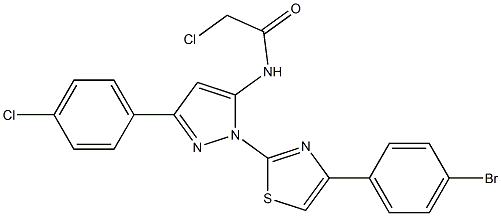 N-[1-[4-(4-BROMOPHENYL)-1,3-THIAZOL-2-YL]-3-(4-CHLOROPHENYL)-1H-PYRAZOL-5-YL]-2-CHLOROACETAMIDE 结构式