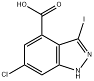 6-CHLORO-3-IODO-4-(1H)INDAZOLE CARBOXYLIC ACID 结构式