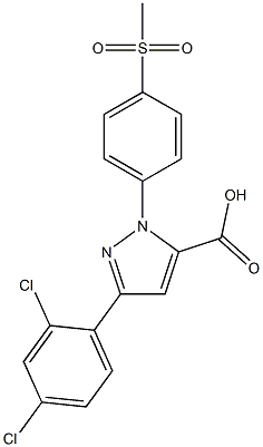 3-(2,4-DICHLOROPHENYL)-1-(4-(METHYLSULFONYL)PHENYL)-1H-PYRAZOLE-5-CARBOXYLIC ACID 结构式