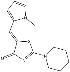 (5Z)-5-[(1-METHYL-1H-PYRROL-2-YL)METHYLENE]-2-PIPERIDIN-1-YL-1,3-THIAZOL-4(5H)-ONE 结构式
