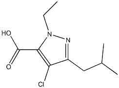 4-CHLORO-1-ETHYL-3-(2-METHYLPROPYL)-1H-PYRAZOLE-5-CARBOXYLIC ACID 结构式