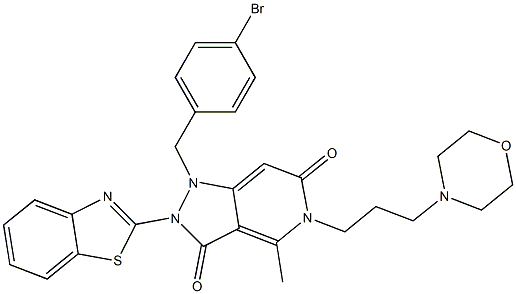 2-(Benzo[d]thiazol-2-yl)-1-(4-bromobenzyl)-4-methyl-5-(3-morpholinopropyl)-1,2-dihydro-5H-pyrazolo[4,3-c]pyridine-3,6-dione 结构式
