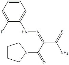 (2E)-2-[(2-FLUOROPHENYL)HYDRAZONO]-3-OXO-3-PYRROLIDIN-1-YLPROPANETHIOAMIDE 结构式