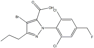 4-BROMO-1-[2,6-DICHLORO-4-(FLUOROMETHYL)PHENYL]-3-PROPYL-1H-PYRAZOLE-5-CARBOXYLIC ACID 结构式