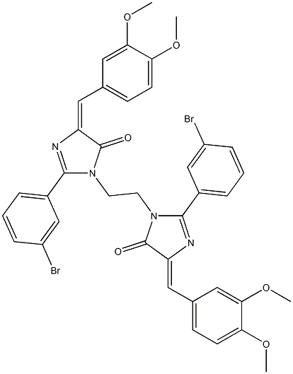 (E)-2-(3-BROMOPHENYL)-1-(2-((Z)-2-(3-BROMOPHENYL)-4-(3,4-DIMETHOXYBENZYLIDENE)-5-OXO-4,5-DIHYDROIMIDAZOL-1-YL)ETHYL)-4-(3,4-DIMETHOXYBENZYLIDENE)-1H-IMIDAZOL-5(4H)-ONE 结构式
