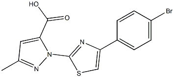 1-[4-(4-Bromophenyl)-1,3-thiazol-2-yl]-3-methyl-1H-pyrazole-5-carboxylic acid 结构式