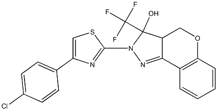 2-[4-(4-CHLOROPHENYL)-1,3-THIAZOL-2-YL]-3-(TRIFLUOROMETHYL)-2,3,3A,4-TETRAHYDROCHROMENO[4,3-C]PYRAZOL-3-OL 结构式