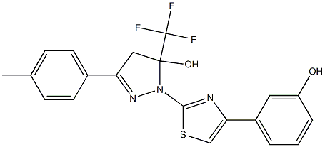 1-[4-(3-HYDROXYPHENYL)-1,3-THIAZOL-2-YL]-3-(4-METHYLPHENYL)-5-(TRIFLUOROMETHYL)-4,5-DIHYDRO-1H-PYRAZOL-5-OL 结构式