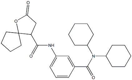N-{3-[(DICYCLOHEXYLAMINO)CARBONYL]PHENYL}-2-OXO-1-OXASPIRO[4.4]NONANE-4-CARBOXAMIDE 结构式