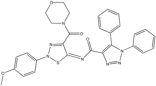 (Z)-N-(2-(4-METHOXYPHENYL)-4-(MORPHOLINE-4-CARBONYL)-1,2,3-THIADIAZOL-5(2H)-YLIDENE)-1,5-DIPHENYL-1H-1,2,3-TRIAZOLE-4-CARBOXAMIDE 结构式
