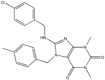 8-[(4-CHLOROBENZYL)AMINO]-1,3-DIMETHYL-7-(4-METHYLBENZYL)-3,7-DIHYDRO-1H-PURINE-2,6-DIONE 结构式