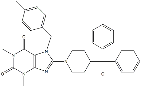 8-(4-(HYDROXYDIPHENYLMETHYL)PIPERIDIN-1-YL)-1,3-DIMETHYL-7-(4-METHYLBENZYL)-1H-PURINE-2,6(3H,7H)-DIONE 结构式