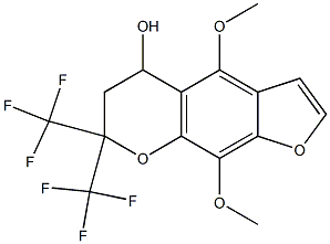 6,7-DIHYDRO-4,9-DIMETHOXY-7,7-BIS(TRIFLUOROMETHYL)-5H-FURO-[3,2-G]-CHROMENE-5-OL 结构式