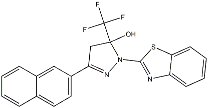 1-(1,3-Benzothiazol-2-yl)-3-(2-naphthyl)-5-(trifluoromethyl)-4,5-dihydro-1H-pyrazol-5-ol 结构式