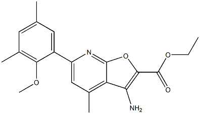 Ethyl 3-amino-6-(2-methoxy-3,5-dimethylphenyl)-4-methylfuro[2,3-b]pyridine-2-carboxylate 结构式