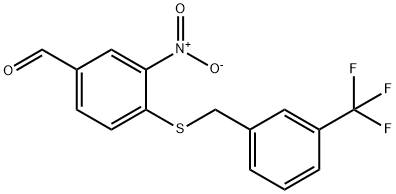 3-NITRO-4-{[3-(TRIFLUOROMETHYL)BENZYL]-SULFANYL}BENZENECARBALDEHYDE 结构式