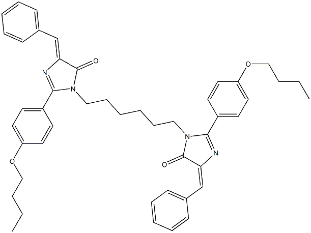 (Z)-4-BENZYLIDENE-1-(6-((E)-4-BENZYLIDENE-2-(4-BUTOXYPHENYL)-5-OXO-4,5-DIHYDROIMIDAZOL-1-YL)HEXYL)-2-(4-BUTOXYPHENYL)-1H-IMIDAZOL-5(4H)-ONE 结构式