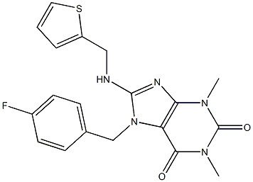 7-(4-FLUOROBENZYL)-1,3-DIMETHYL-8-[(THIEN-2-YLMETHYL)AMINO]-3,7-DIHYDRO-1H-PURINE-2,6-DIONE 结构式