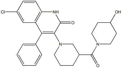 6-CHLORO-4-PHENYL-3-[3-((4-HYDROXYPIPERIDIN-1-YL)CARBONYL)PIPERIDIN-1-YL]QUINOLIN-2(1H)-ONE 结构式