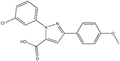 1-(3-CHLOROPHENYL)-3-(4-METHOXYPHENYL)-1H-PYRAZOLE-5-CARBOXYLIC ACID 结构式