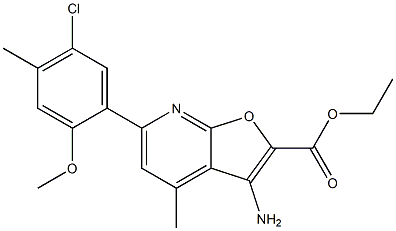 Ethyl 3-amino-6-(5-chloro-2-methoxy-4-methylphenyl)-4-methylfuro[2,3-b]pyridine-2-carboxylate 结构式