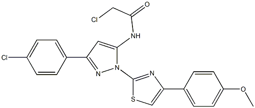 2-CHLORO-N-{3-(4-CHLOROPHENYL)-1-[4-(4-METHOXYPHENYL)-1,3-THIAZOL-2-YL]-1H-PYRAZOL-5-YL}ACETAMIDE 结构式