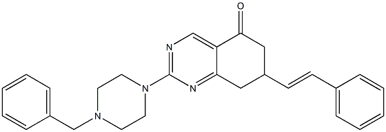 2-(4-BENZYL-1-PIPERAZINYL)-7-[(E)-2-PHENYLETHENYL]-7,8-DIHYDRO-5(6H)-QUINAZOLINONE 结构式